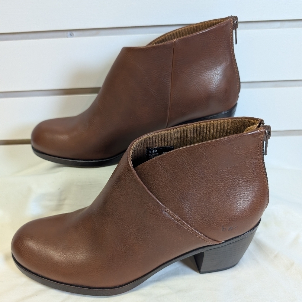 B.O.C. Womens Macey Brown Faux Leather Ankle Zip-Up Booties Shoes NWOB 9.5 - Picture 4 of 8